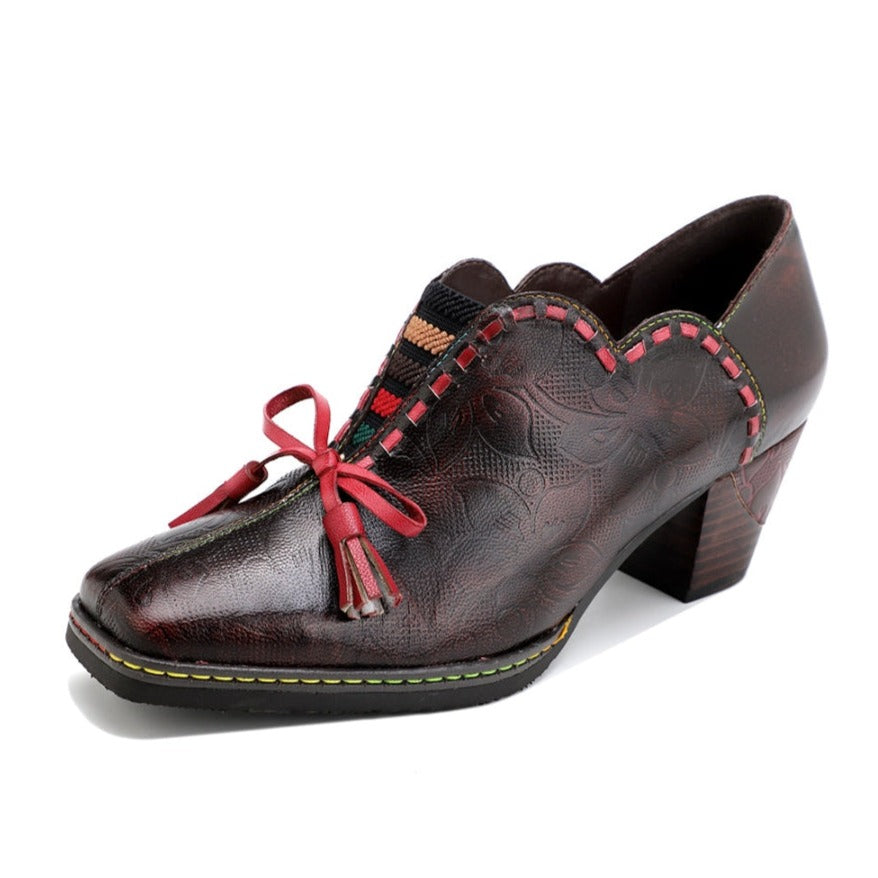 Damskie kowbojskie buty Oxford ze sk&oacute;ry naturalnej w stylu vintage