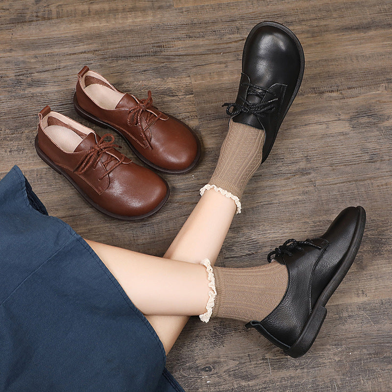 L&auml;ssige Slipper aus Leder, Schn&uuml;rschuhe f&uuml;r Damen