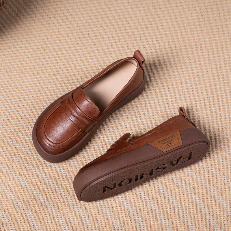 L&auml;ssige Damen-Plateau-Loafer im Retro-Stil, weiche, dicksohlige Schuhe