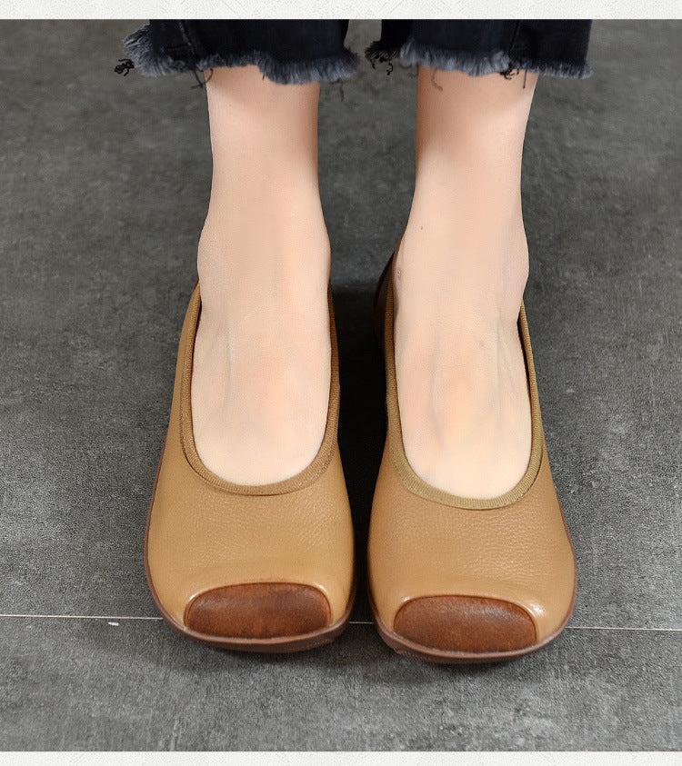 Ballerines confortables &agrave; bout carr&eacute; pour femmes &ndash; Chaussures d&eacute;contract&eacute;es souples