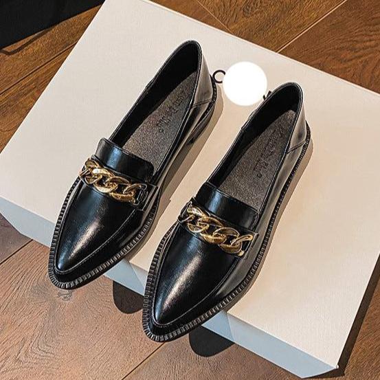 Damen-Retro-Slipper mit Metallkette und dicker Sohle