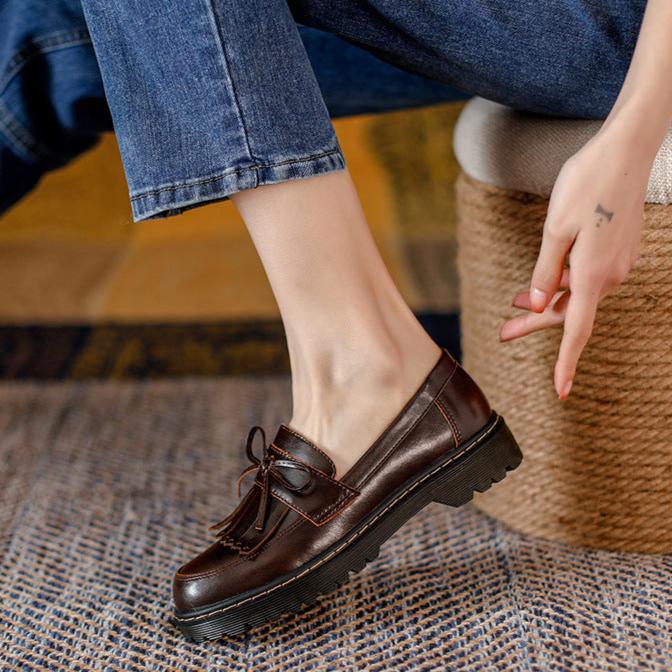 Britische Retro-Loafer f&uuml;r Damen mit Schleifenquaste