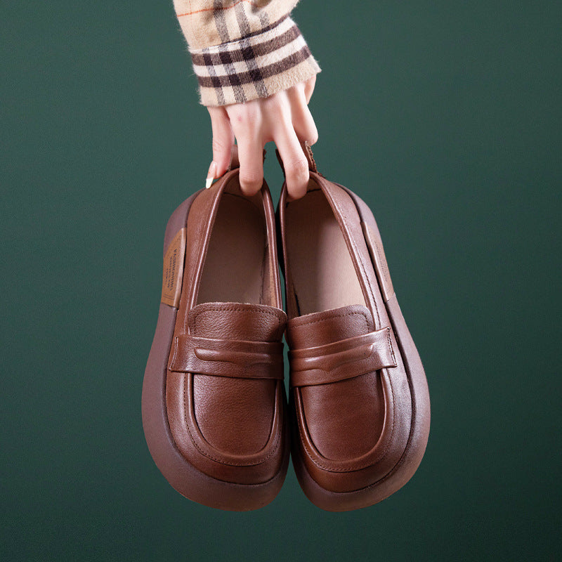 L&auml;ssige Damen-Plateau-Loafer im Retro-Stil, weiche, dicksohlige Schuhe