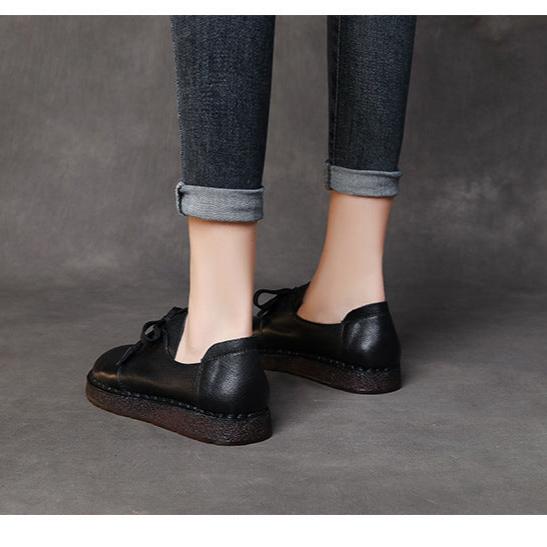 L&auml;ssige Damen-Schn&uuml;rslipper, handgefertigte Lederschuhe