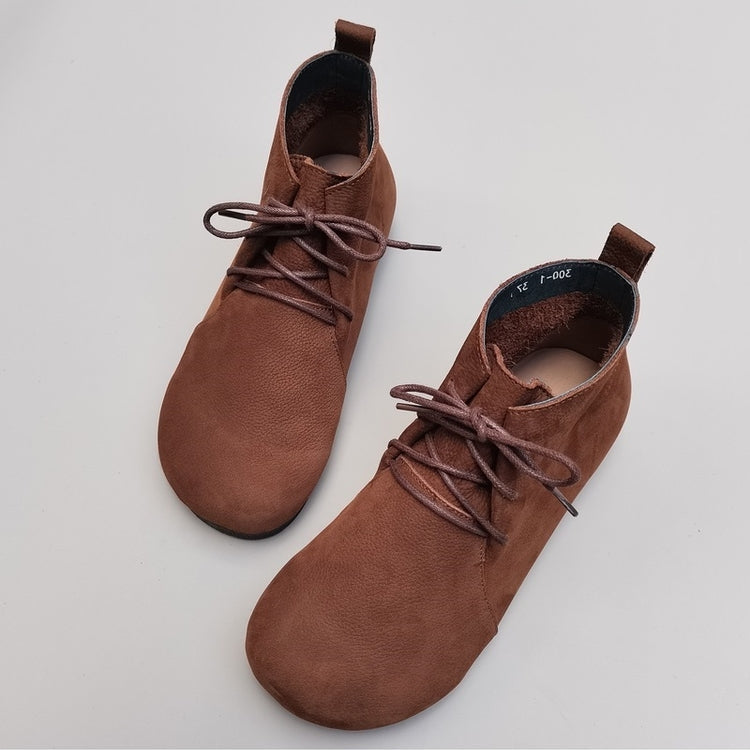 Bottes hautes plates souples r&eacute;tro en cuir v&eacute;ritable respirant pour femmes