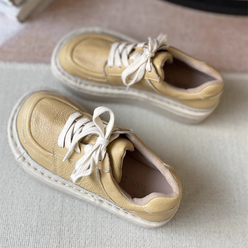 Chaussures d&eacute;contract&eacute;es basses &agrave; lacets et plateforme &eacute;paisse pour femmes &ndash; Style moche-mignon