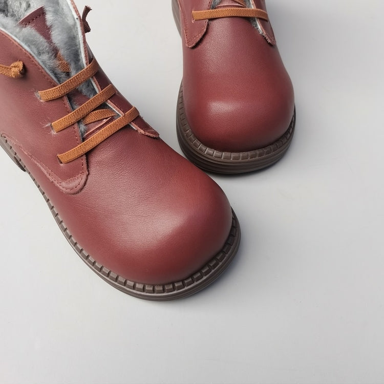 Bottines d'hiver Derby &agrave; bout large pour femme &ndash; Doublure en peau de mouton, confort optimal