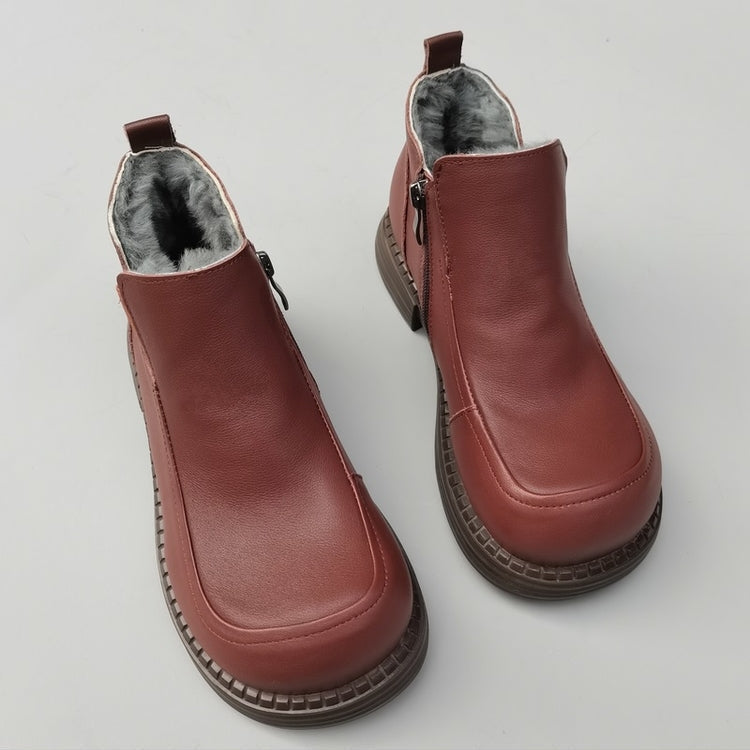 Bottines Derby pour femme, style britannique, bout large &ndash; Laine peluche, confort optimal