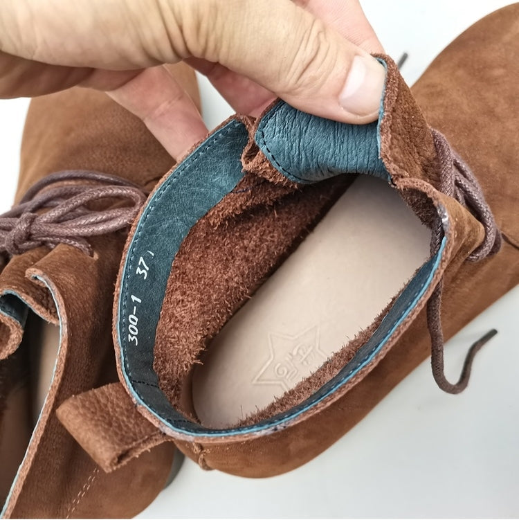 Bottes hautes plates souples r&eacute;tro en cuir v&eacute;ritable respirant pour femmes