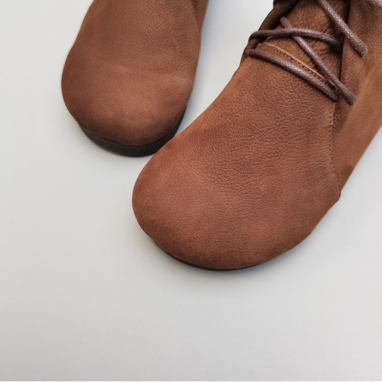 Bottes hautes plates souples r&eacute;tro en cuir v&eacute;ritable respirant pour femmes