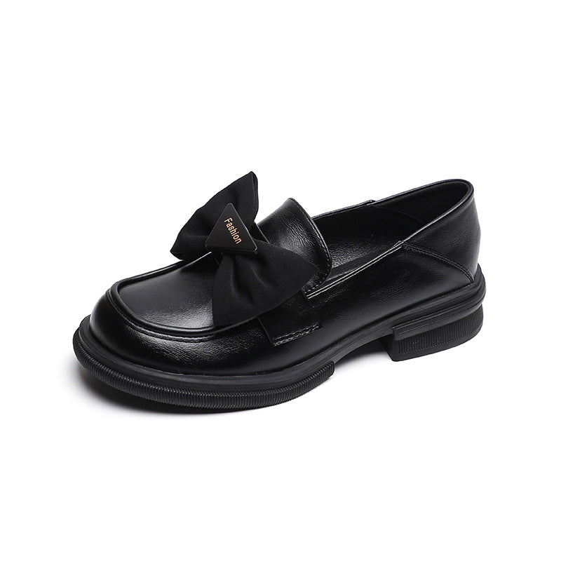 Damen-Loafer mit Blockabsatz und Schleife