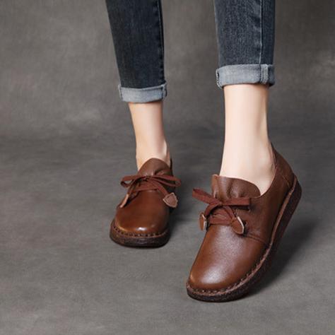 L&auml;ssige Damen-Schn&uuml;rslipper, handgefertigte Lederschuhe