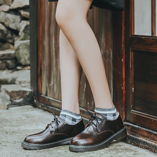 Damskie buty typu oksford, sznurowane, w stylu preppy, vintage, płaskie