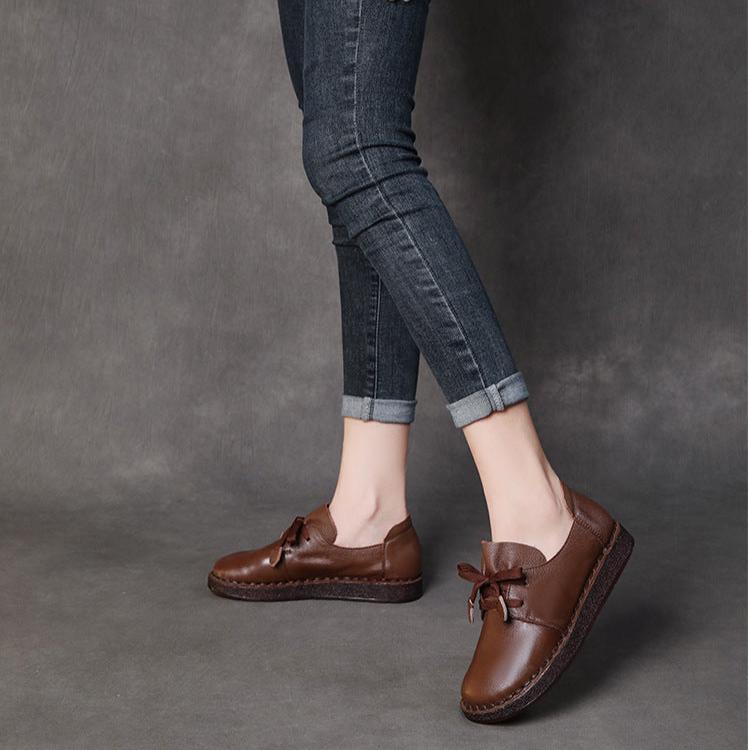 L&auml;ssige Damen-Schn&uuml;rslipper, handgefertigte Lederschuhe
