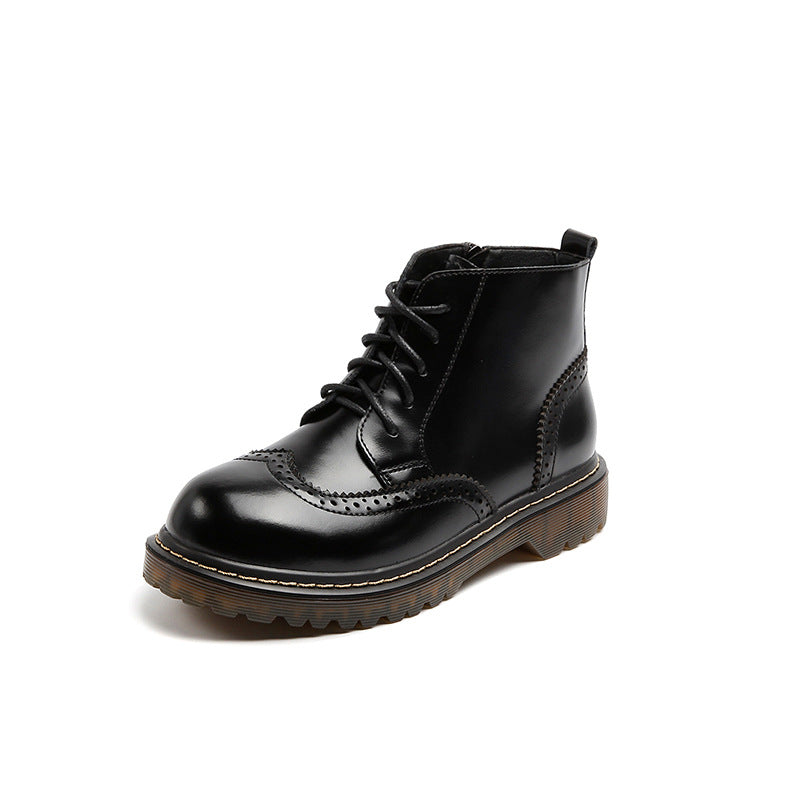 Damskie botki Oxford z okrągłym noskiem w stylu vintage preppy