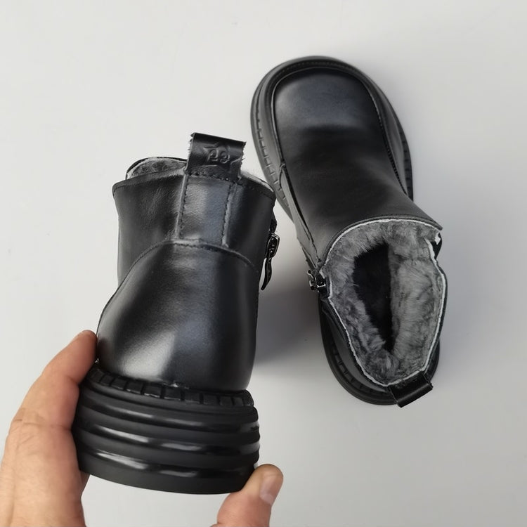 Bottines Derby pour femme, style britannique, bout large &ndash; Laine peluche, confort optimal