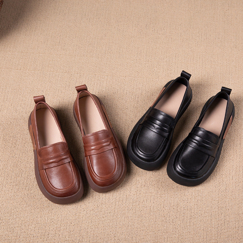 L&auml;ssige Damen-Plateau-Loafer im Retro-Stil, weiche, dicksohlige Schuhe