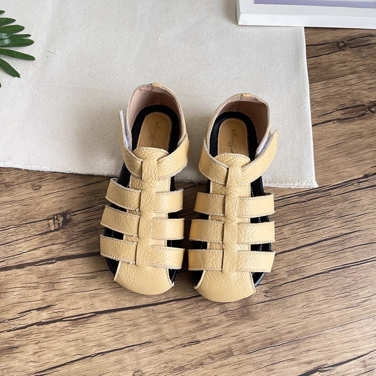 Sandalias de pescador cerradas de piel suave para mujer: informales y transpirables.