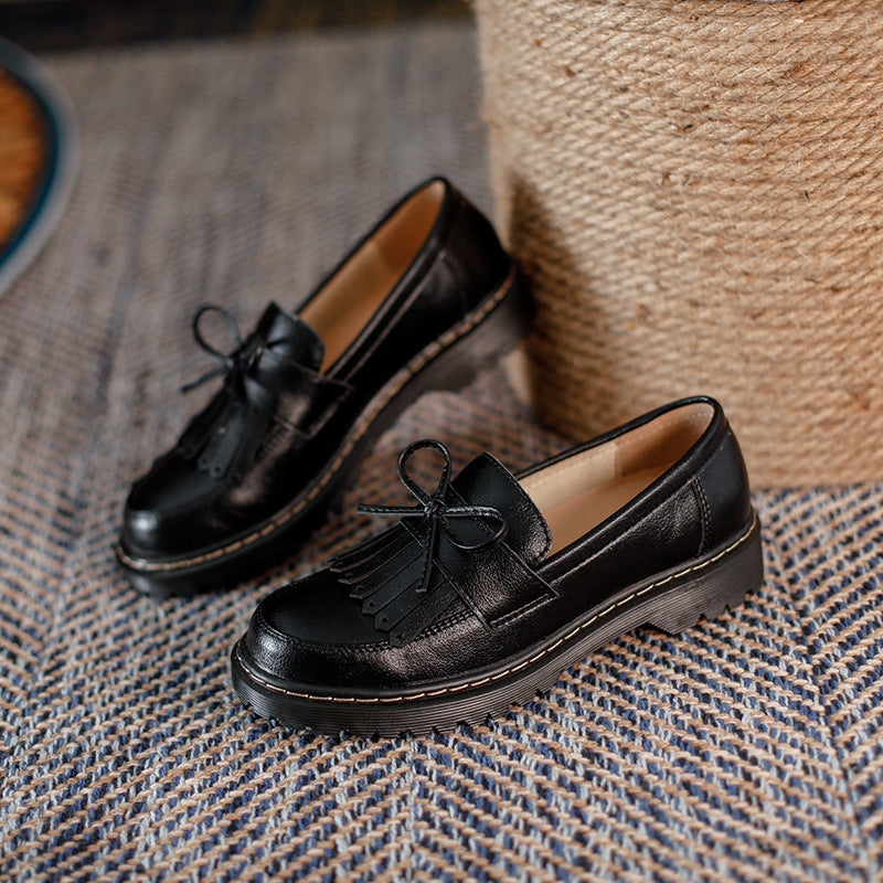 Britische Retro-Loafer f&uuml;r Damen mit Schleifenquaste