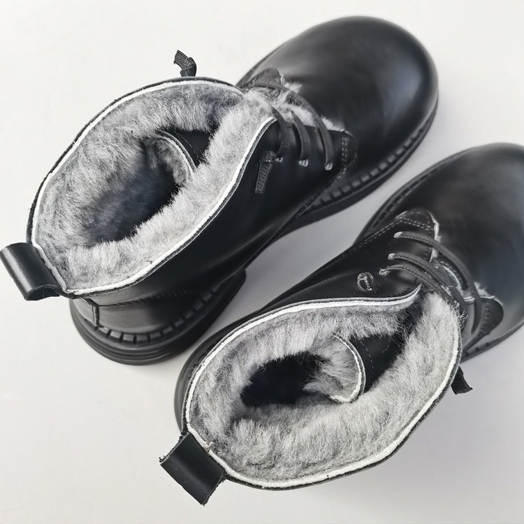 Bottines d'hiver Derby &agrave; bout large pour femme &ndash; Doublure en peau de mouton, confort optimal