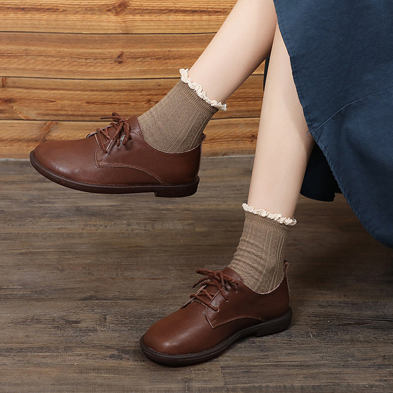 L&auml;ssige Slipper aus Leder, Schn&uuml;rschuhe f&uuml;r Damen
