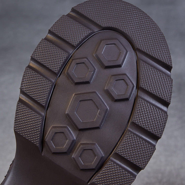 Bottes &agrave; plateforme d&eacute;contract&eacute;es pour femmes en cuir v&eacute;ritable &ndash; Talon &eacute;pais et fermeture &eacute;clair lat&eacute;rale