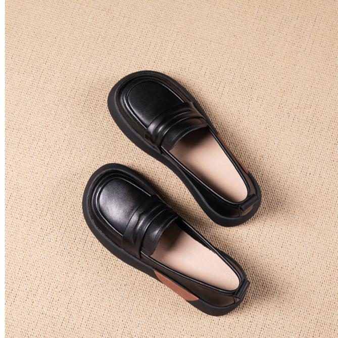 L&auml;ssige Damen-Plateau-Loafer im Retro-Stil, weiche, dicksohlige Schuhe
