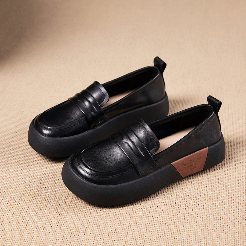 L&auml;ssige Damen-Plateau-Loafer im Retro-Stil, weiche, dicksohlige Schuhe