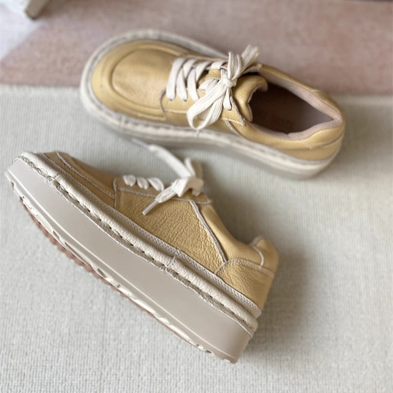 Chaussures d&eacute;contract&eacute;es basses &agrave; lacets et plateforme &eacute;paisse pour femmes &ndash; Style moche-mignon