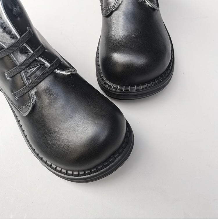 Bottines d'hiver Derby &agrave; bout large pour femme &ndash; Doublure en peau de mouton, confort optimal