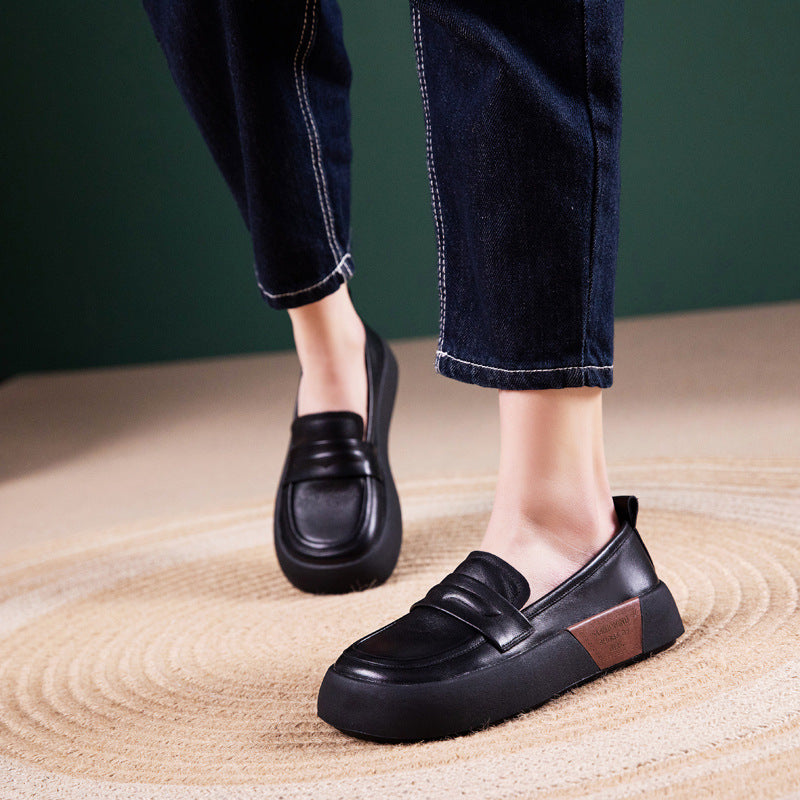 L&auml;ssige Damen-Plateau-Loafer im Retro-Stil, weiche, dicksohlige Schuhe