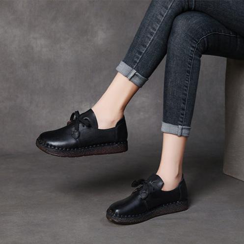 L&auml;ssige Damen-Schn&uuml;rslipper, handgefertigte Lederschuhe