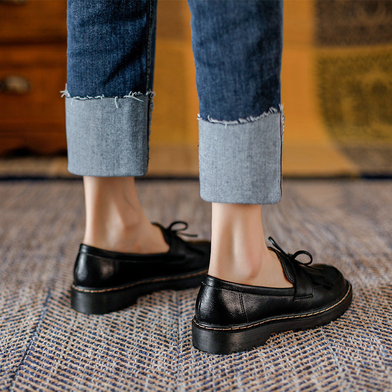 Britische Retro-Loafer f&uuml;r Damen mit Schleifenquaste