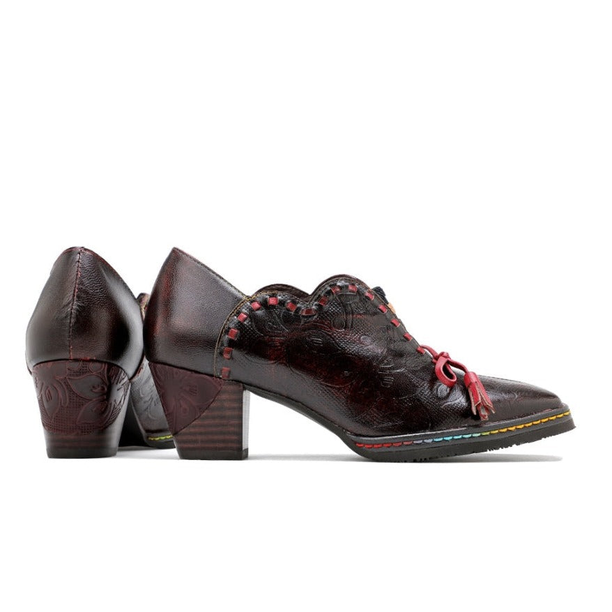 Damskie kowbojskie buty Oxford ze sk&oacute;ry naturalnej w stylu vintage