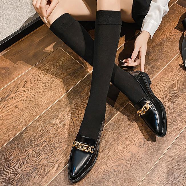 Damen-Retro-Slipper mit Metallkette und dicker Sohle