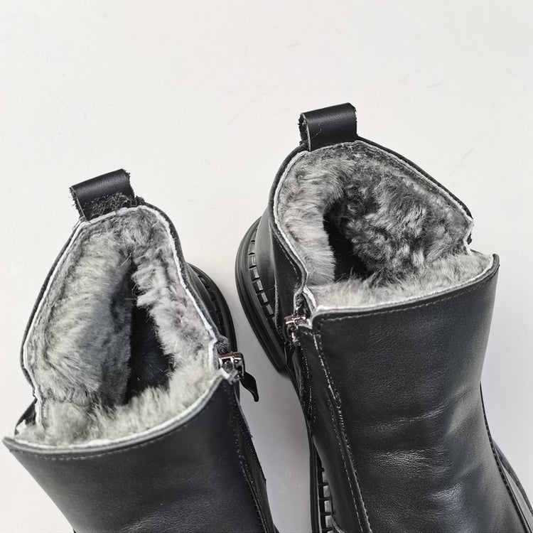 Bottines Derby pour femme, style britannique, bout large &ndash; Laine peluche, confort optimal