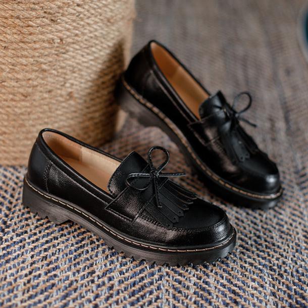 Britische Retro-Loafer f&uuml;r Damen mit Schleifenquaste
