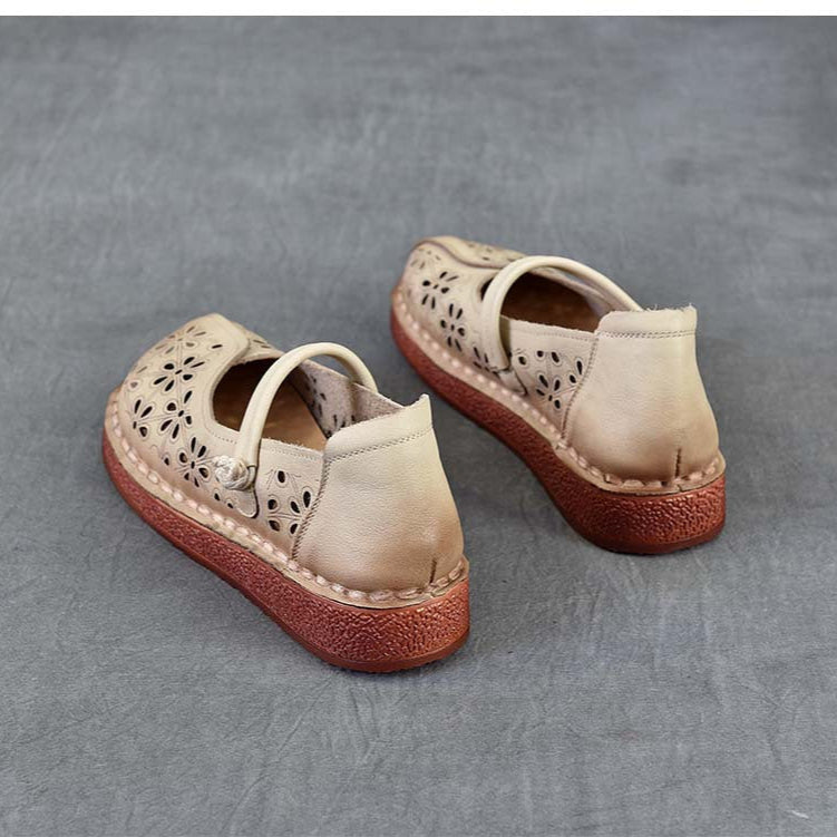 Sandales en cuir pour femme &agrave; d&eacute;coupes florales &ndash; Style &eacute;t&eacute; respirant