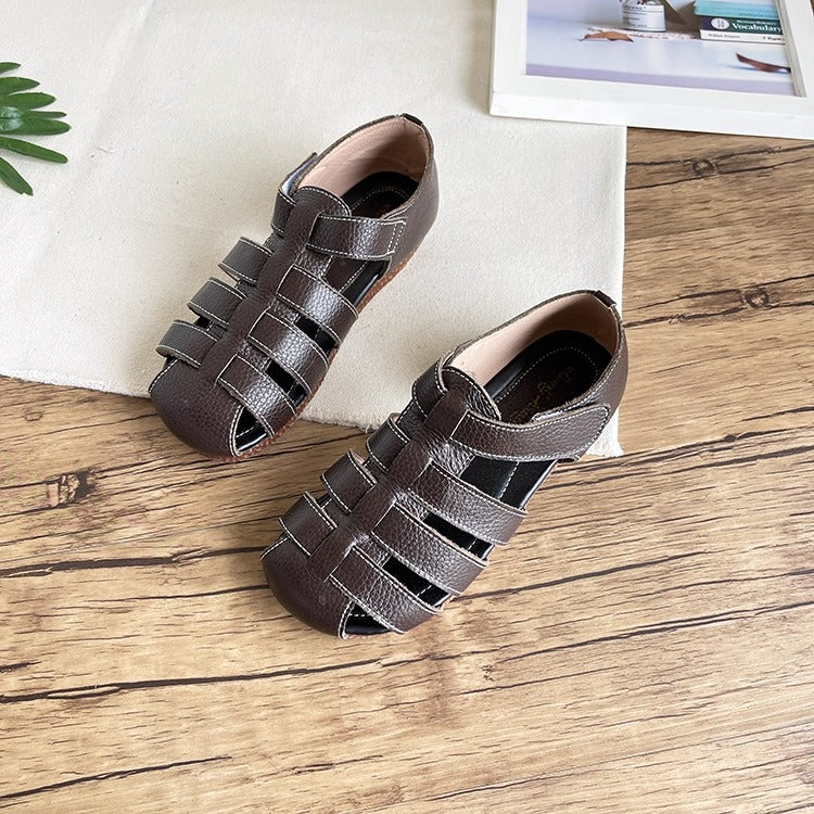 Sandalias de pescador cerradas de piel suave para mujer: informales y transpirables.
