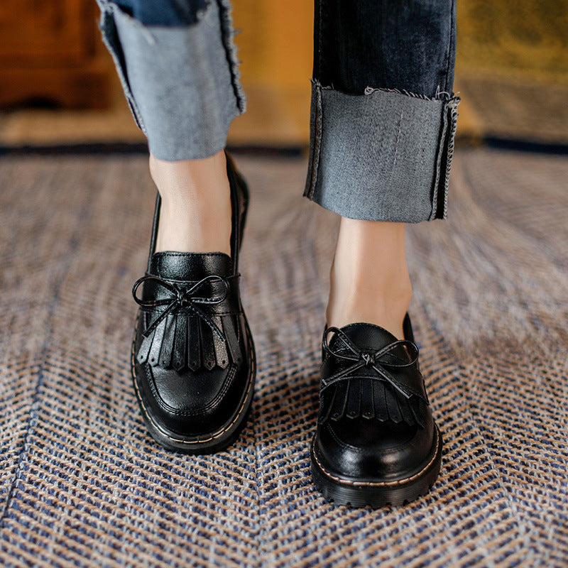 Britische Retro-Loafer f&uuml;r Damen mit Schleifenquaste