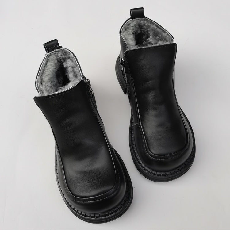 Bottines Derby pour femme, style britannique, bout large &ndash; Laine peluche, confort optimal