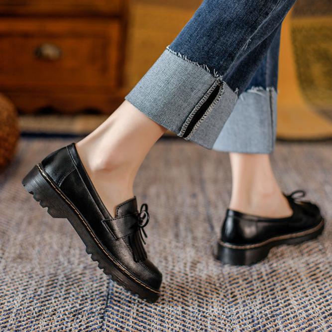 Britische Retro-Loafer f&uuml;r Damen mit Schleifenquaste
