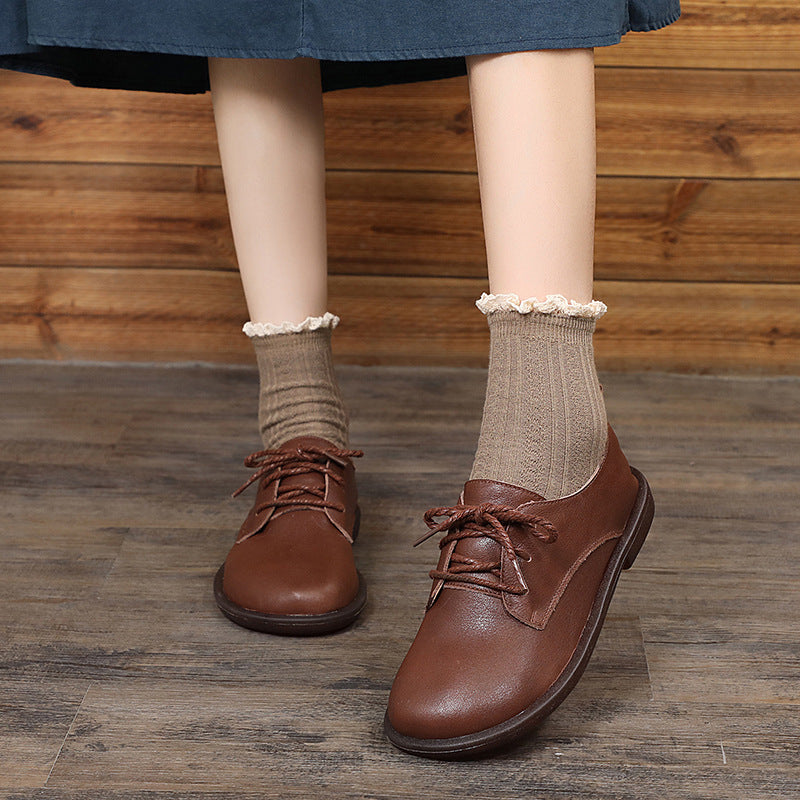 L&auml;ssige Slipper aus Leder, Schn&uuml;rschuhe f&uuml;r Damen
