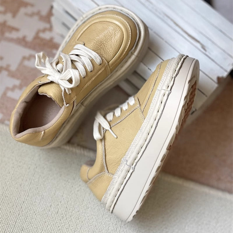 Chaussures d&eacute;contract&eacute;es basses &agrave; lacets et plateforme &eacute;paisse pour femmes &ndash; Style moche-mignon
