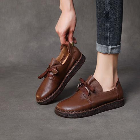 L&auml;ssige Damen-Schn&uuml;rslipper, handgefertigte Lederschuhe