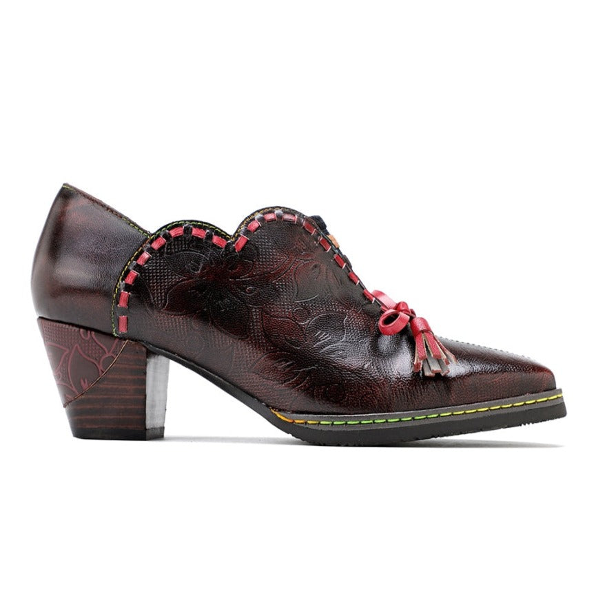Damskie kowbojskie buty Oxford ze sk&oacute;ry naturalnej w stylu vintage