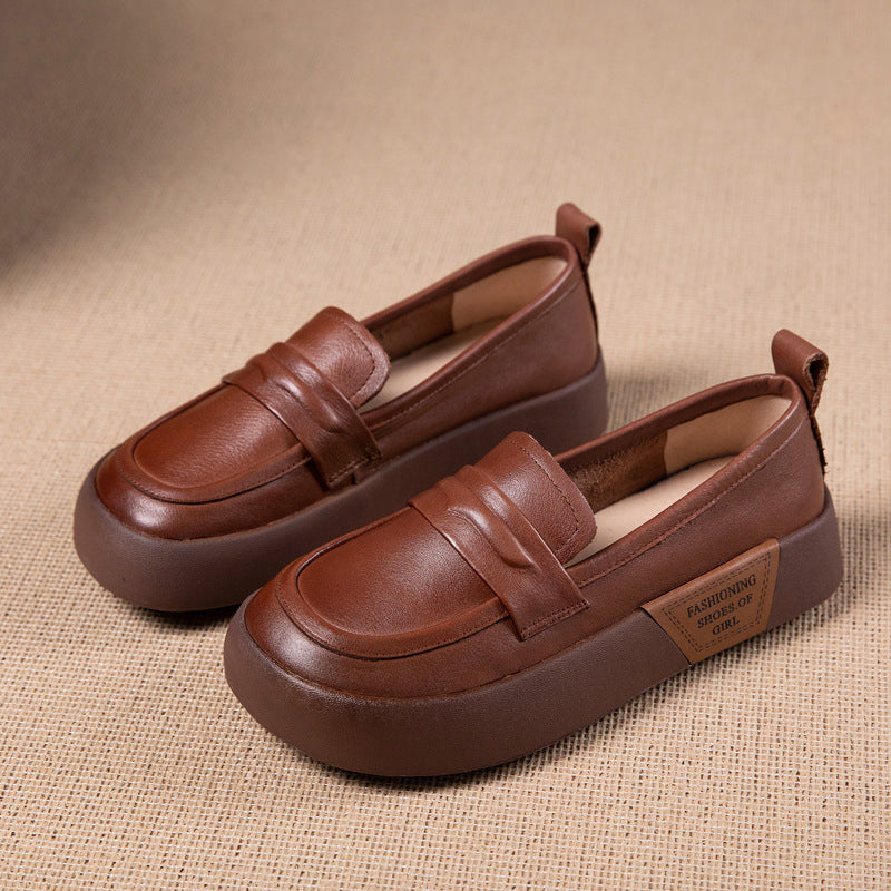 L&auml;ssige Damen-Plateau-Loafer im Retro-Stil, weiche, dicksohlige Schuhe