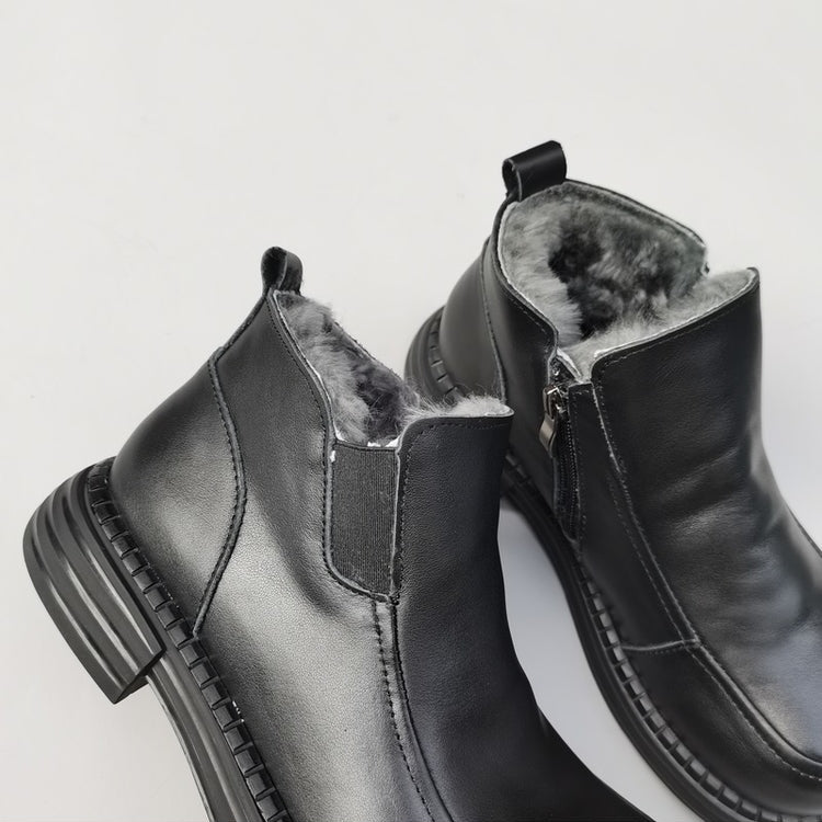 Bottines Derby pour femme, style britannique, bout large &ndash; Laine peluche, confort optimal