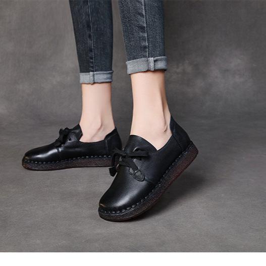 L&auml;ssige Damen-Schn&uuml;rslipper, handgefertigte Lederschuhe