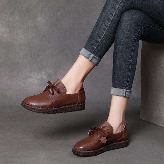 L&auml;ssige Damen-Schn&uuml;rslipper, handgefertigte Lederschuhe